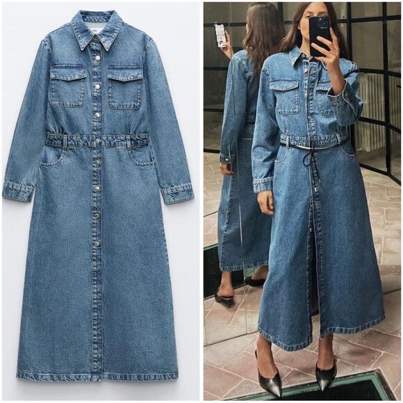 Zara Dresses & Skirts - ZARA Z1975 DENIM MIDI DRESS